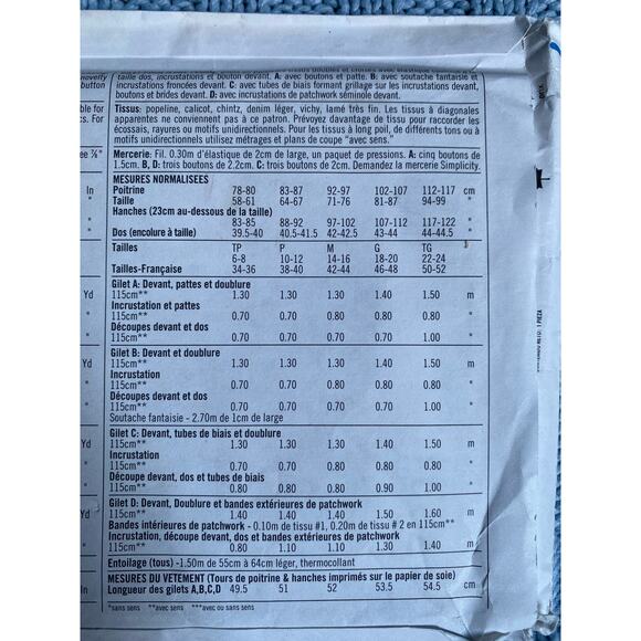 Simplicity 7231 Sewing pattern quilted vest 1980s size xs s m l xl - Picture 5 of 5